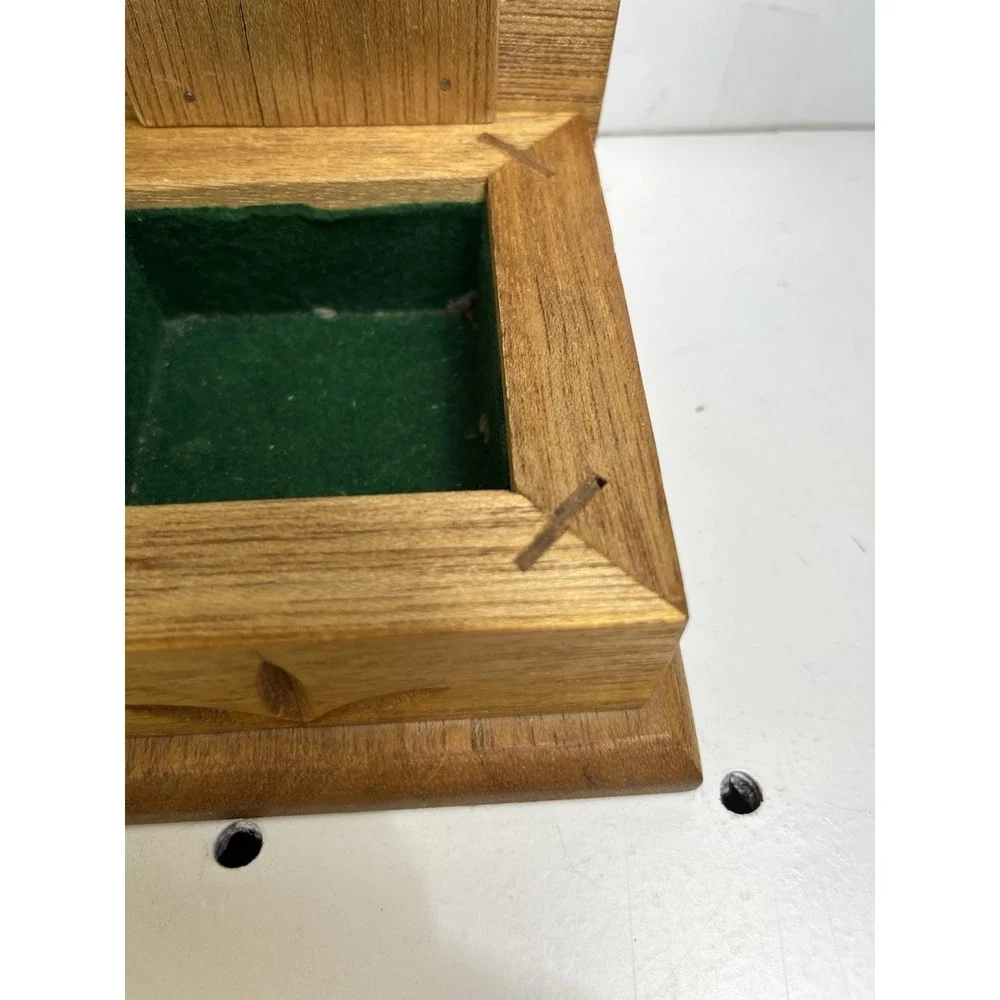 Vintage Hand Carved Wooden Bird Trinket Box Folk Art Boho Cottagecore Decor